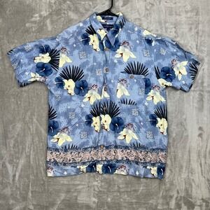 CHERESKIN Men's‎ Hawaiian Floral Print Short Sleeve Button Up Shirt Size L Rayon